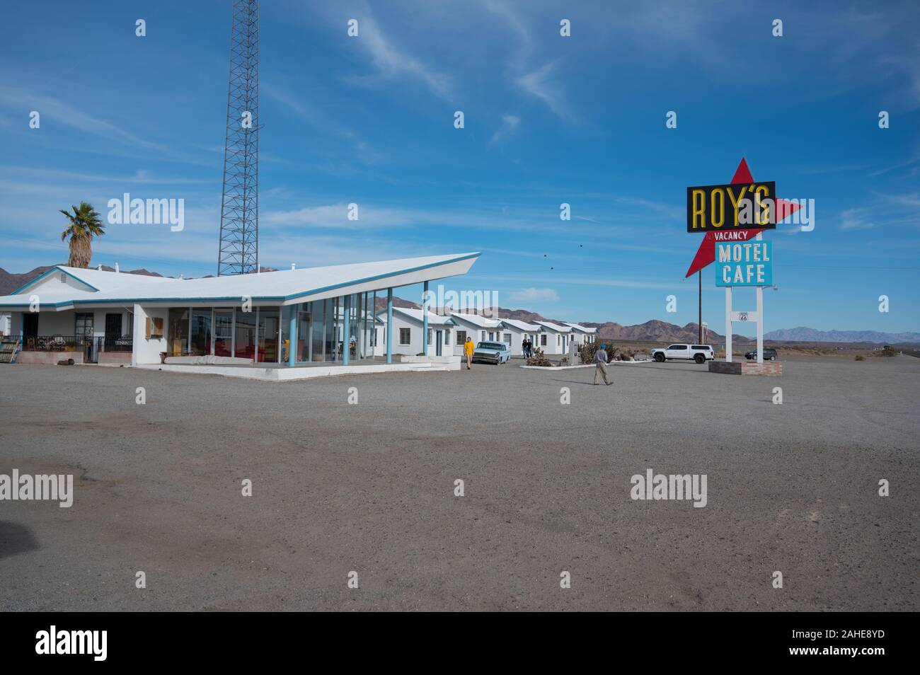 Roy's Motel und Cafe auf der Route 66 in Kalifornien, USA Stockfoto
