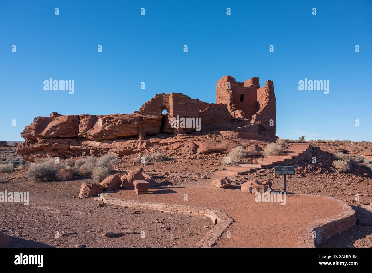 Ruinen der Native American House bekannt als Wukoki Pueblo im Wupatki National Monument in der Nähe von Flagstaff, Arizona Stockfoto