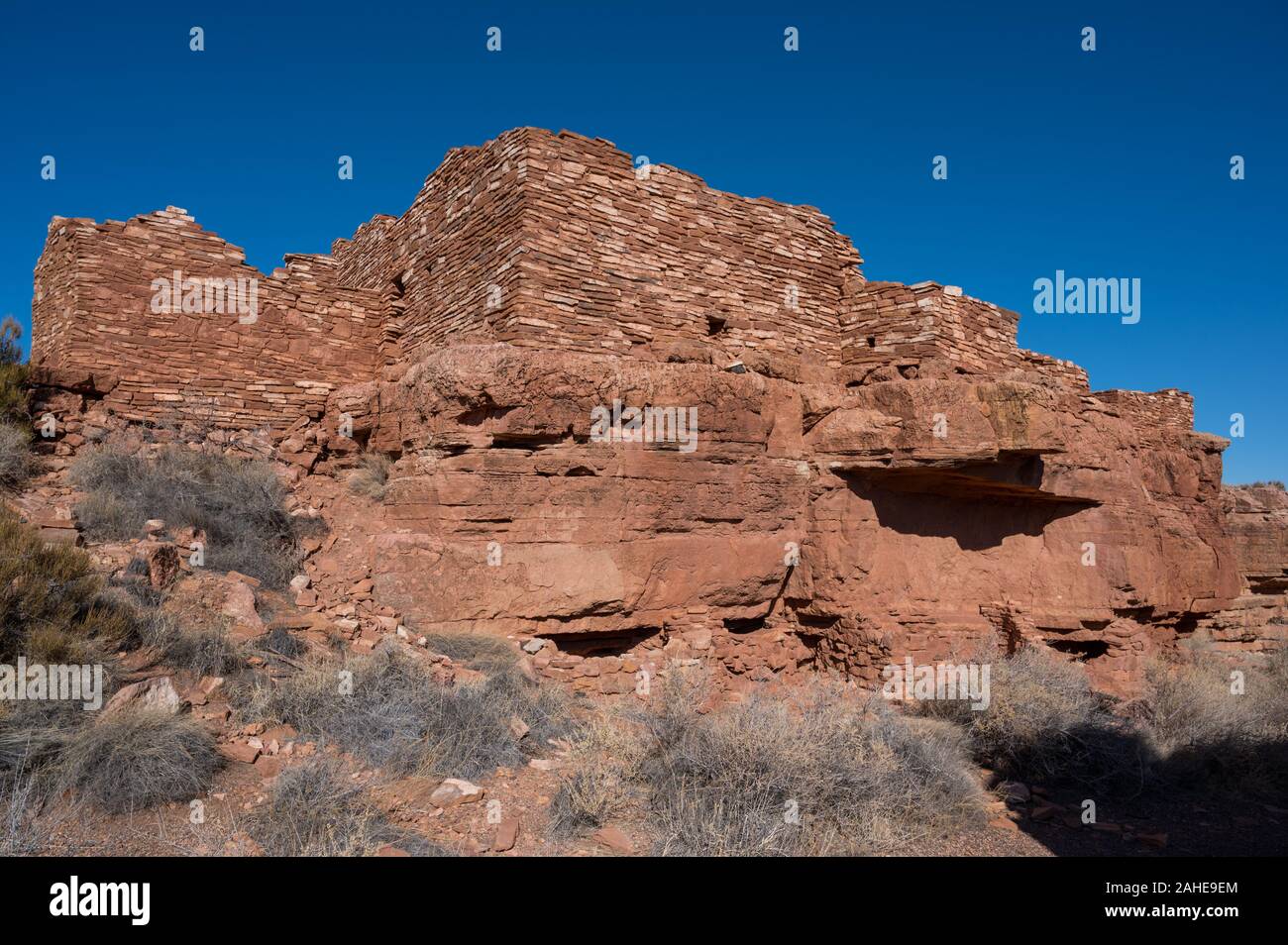 Ruinen der Native American House bekannt als Lomaki Pueblo in Wupatki National Monument in der Nähe von Flagstaff, Arizona Stockfoto