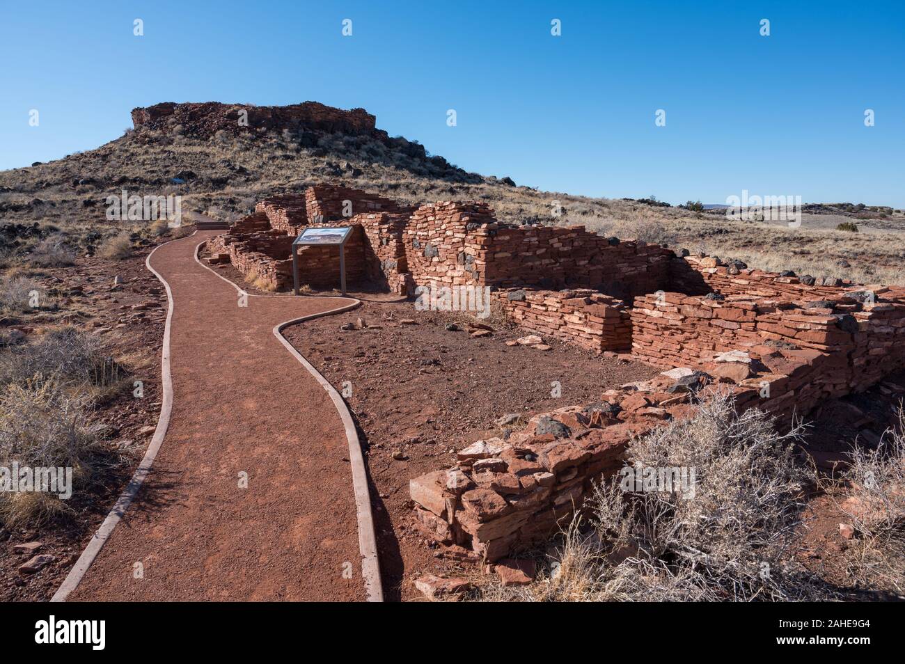 Ruinen der Native American House bekannt als die Zitadelle Puebli in Wupatki National Monument in der Nähe von Flagstaff, Arizona Stockfoto