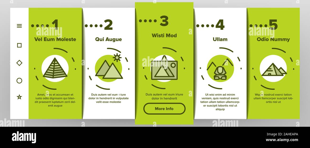 Pyramide Attraktion Onboarding Icons Set Vector Stock Vektor