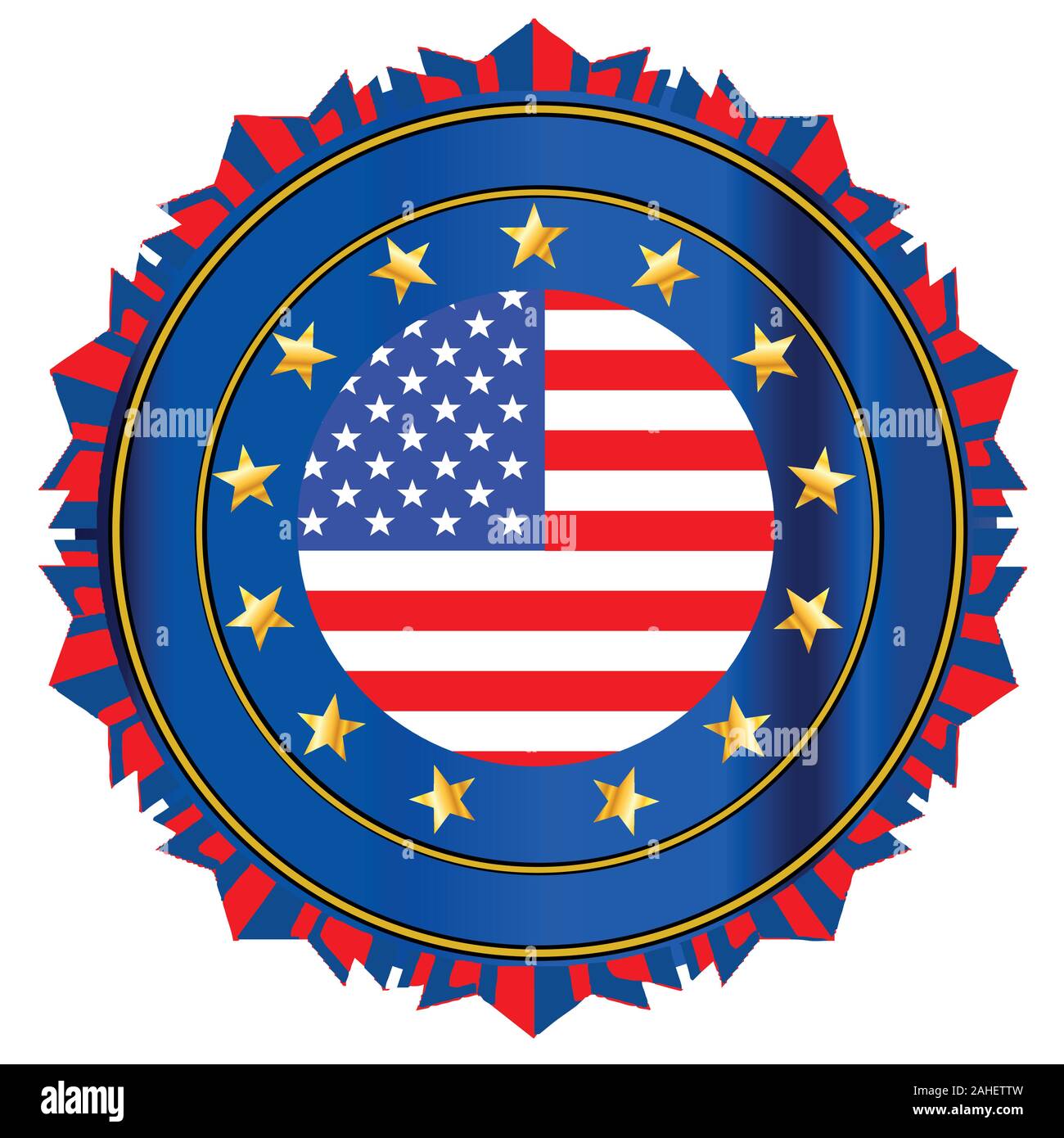 Vereinigte Staaten von Amerika alte Herrlichkeit Flagge mit einem Stern und der blaue Rahmen isoliert auf weißem Stock Vektor