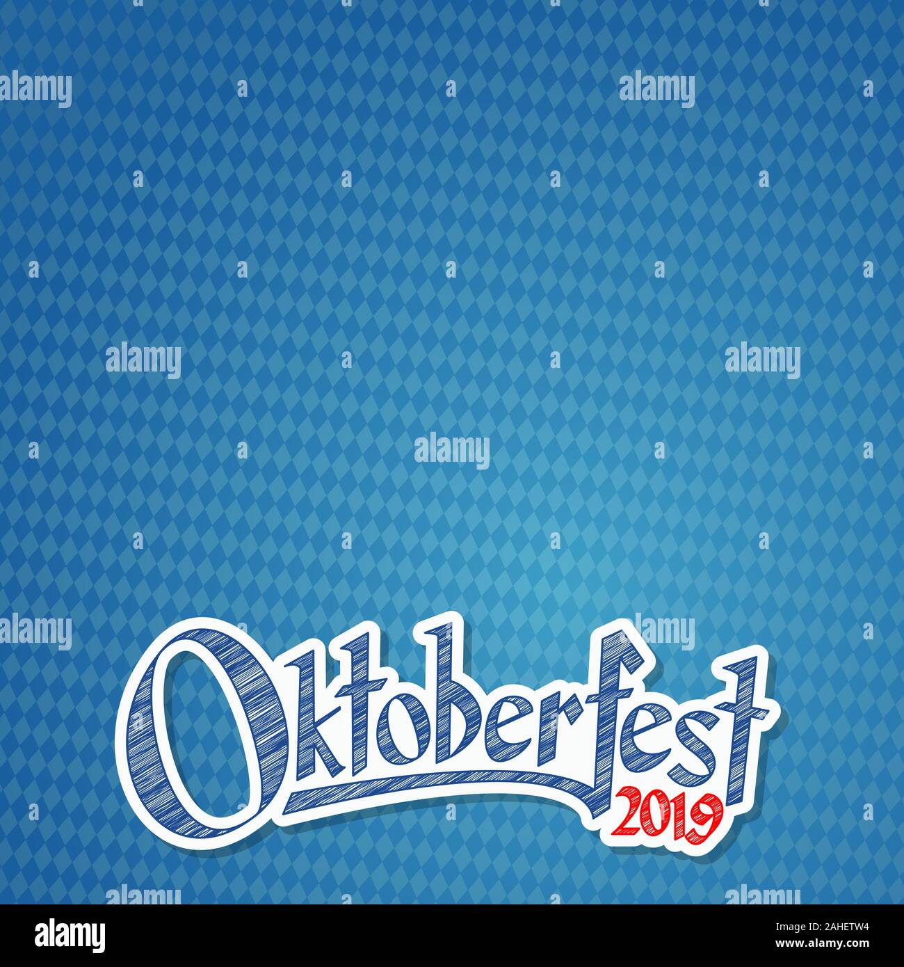 Oktoberfest Hintergrund mit blau-weiß karierte Muster und Text Oktoberfest 2019 (in deutscher Sprache) Stock Vektor Oktoberfest Hintergrund mit blau-weiß karierte Muster und Text Oktoberfest 2019 (in deutscher Sprache) Stock Vektor