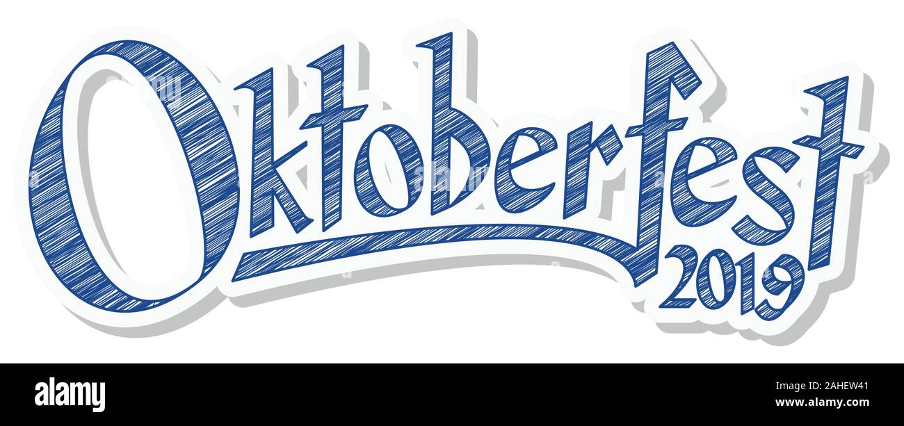 Blau und Weiß Stiftleiste mit scribble Muster und Text Oktoberfest 2019 Stock Vektor Blau und Weiß Stiftleiste mit scribble Muster und Text Oktoberfest 2019 Stock Vektor