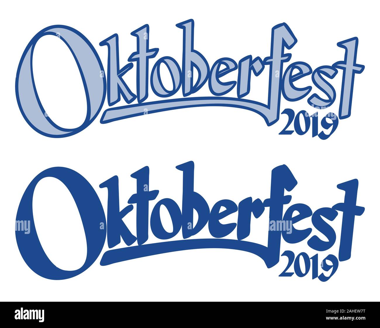 Blaue und weiße Überschrift mit Text Oktoberfest 2019 Stock Vektor Blaue und weiße Überschrift mit Text Oktoberfest 2019 Stock Vektor