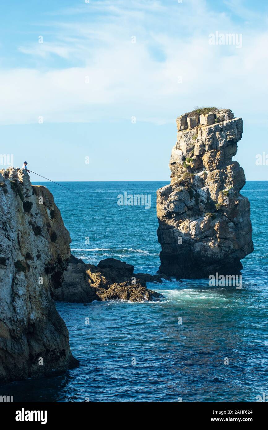 Meer Fischer bei Papoa Punkt Peniche Portugal Estremadura Stockfoto