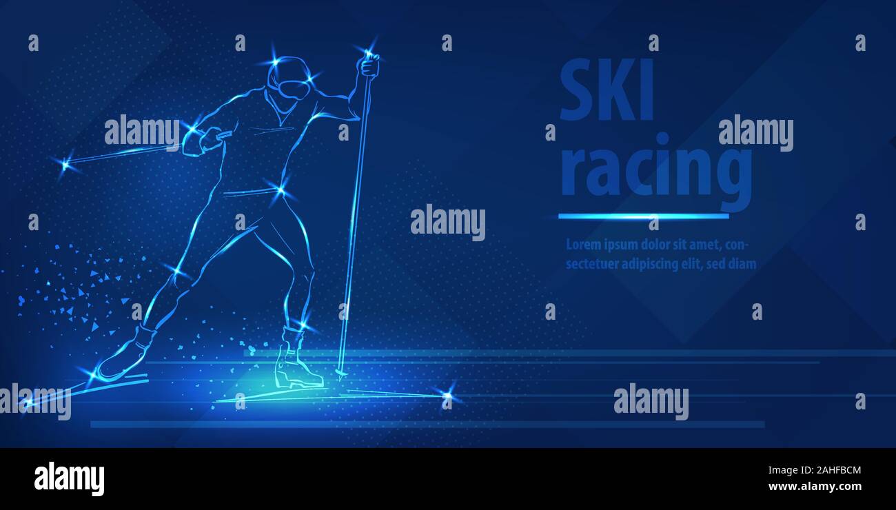 Skifahren speed race Sport Ice Skating Ski Race Stock Vektor