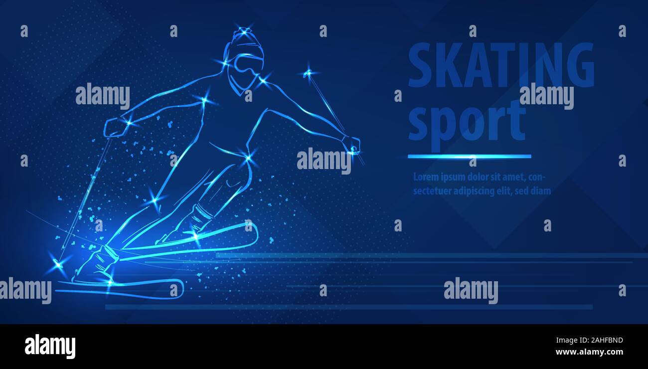 Skifahren speed race Sport Ice Skating Ski Race Stock Vektor