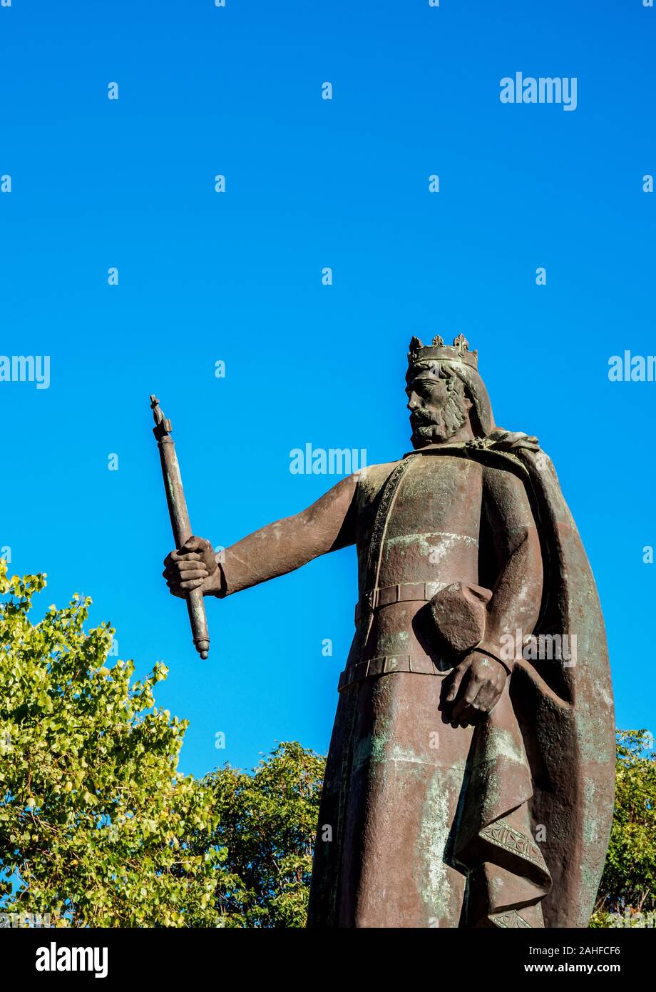 Afonso III Statue, Faro, Algarve, Portugal Stockfoto