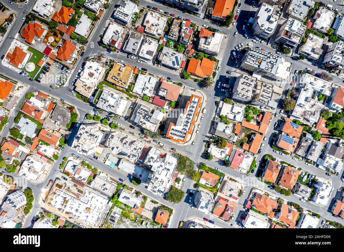 Overhead Luftaufnahme der Stadt Straßen in Limassol. Zypern Stockfoto