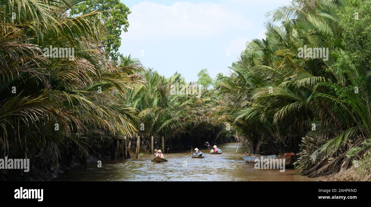 Mekong Delta, Südvietnam, berühmt für seine schwimmenden Märkte Stockfoto