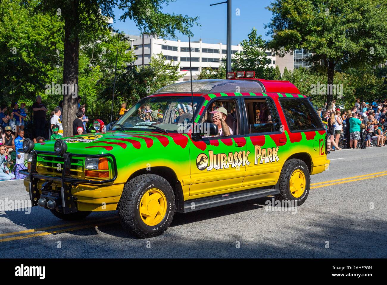Jurassic Park auf Parade Stockfoto