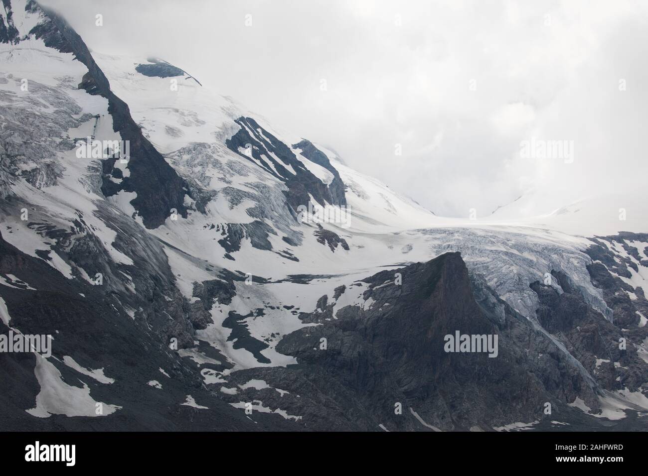 Gletscher pasterze am Großglockner, Österreich. Der Gletscher ist wie die meisten anderen Gletscher im Rückzug aufgrund der klimatischen Veränderungen. Stockfoto