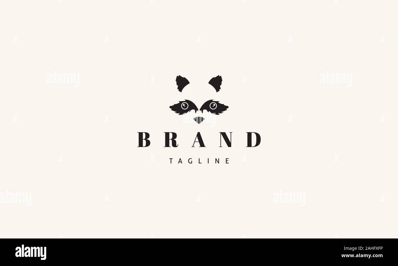 Vektor Logo, auf dem ein abstraktes Bild eines Waschbären Kopf. Stock Vektor