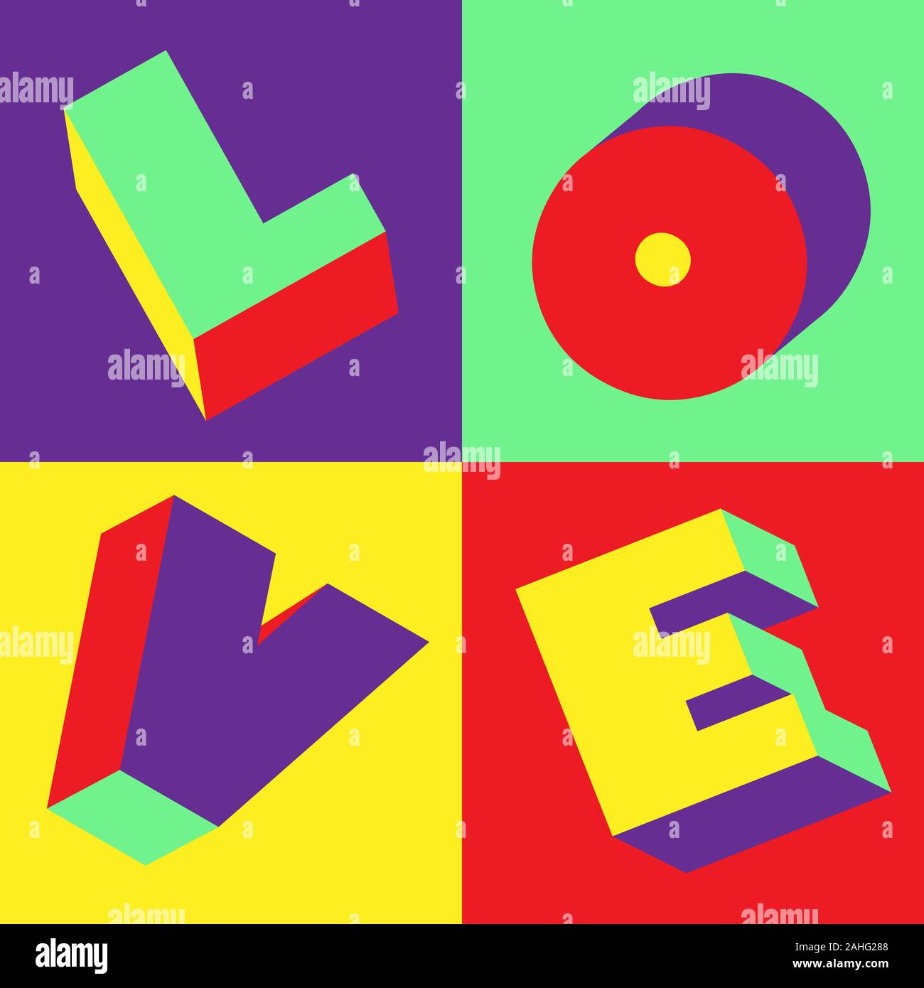 Bunte nahtlose Muster mit dem Wort "Liebe" Stockfoto