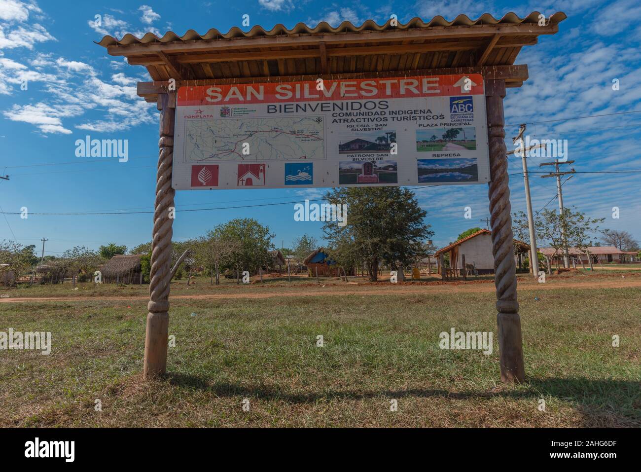 Land Dorf San Silvestre, Departement Santa Cruz, östliche Tiefland, in Bolivien, in Lateinamerika Stockfoto