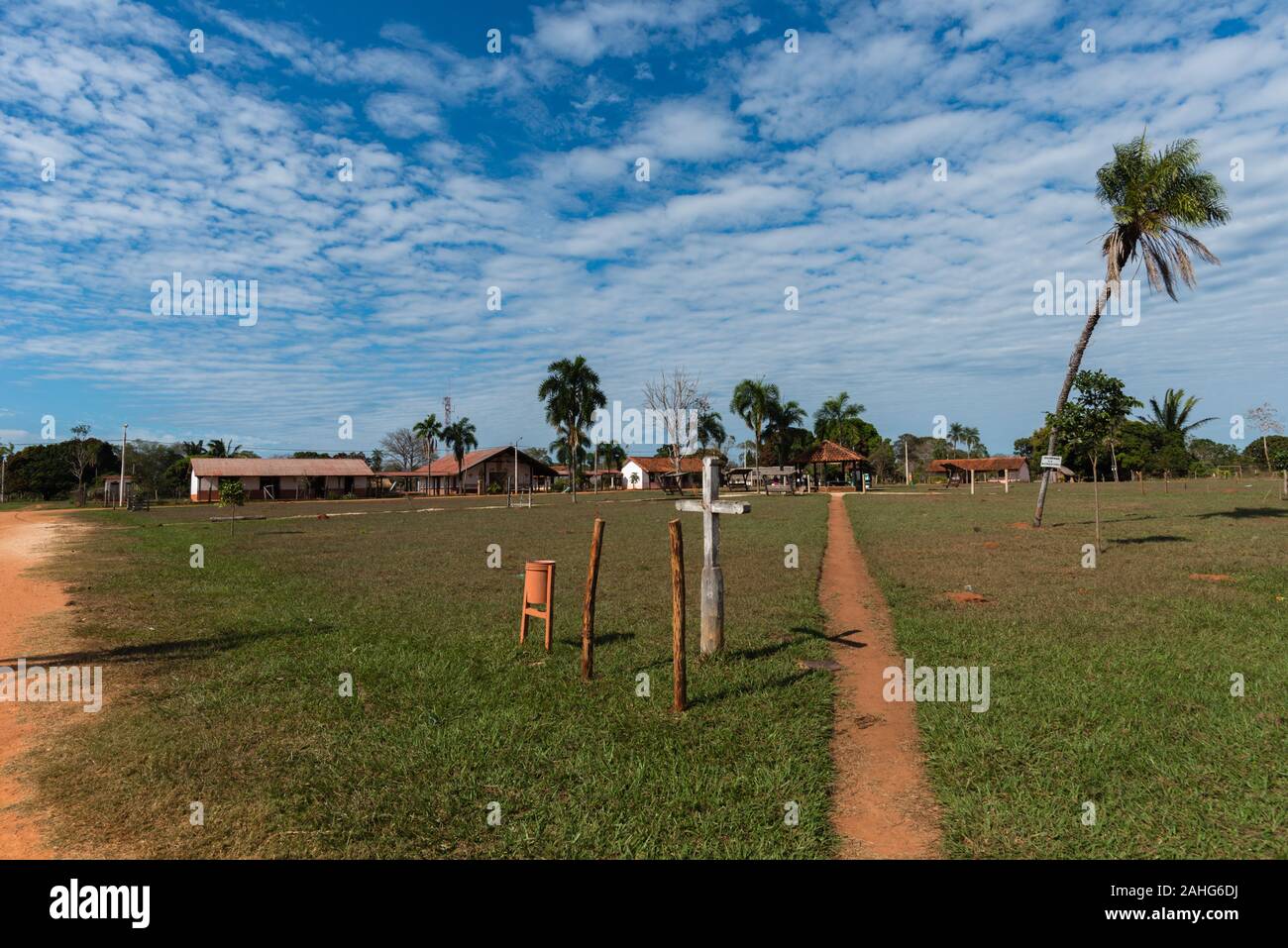 Land Dorf San Silvestre, Departement Santa Cruz, östliche Tiefland, in Bolivien, in Lateinamerika Stockfoto