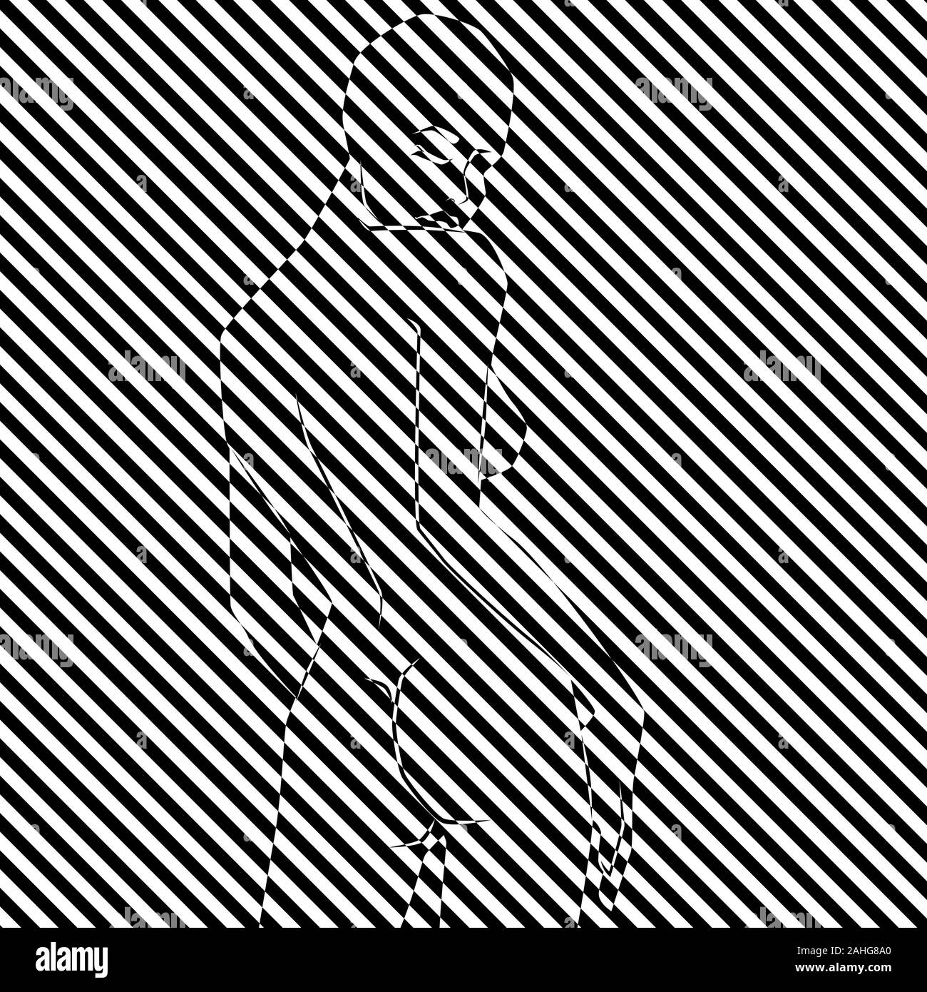 Zusammenfassung der elegante Frau in Abbildung 2 schmale schwarze und weiße diagonale Streifen, Pseudo-3D-Optik Stock Vektor