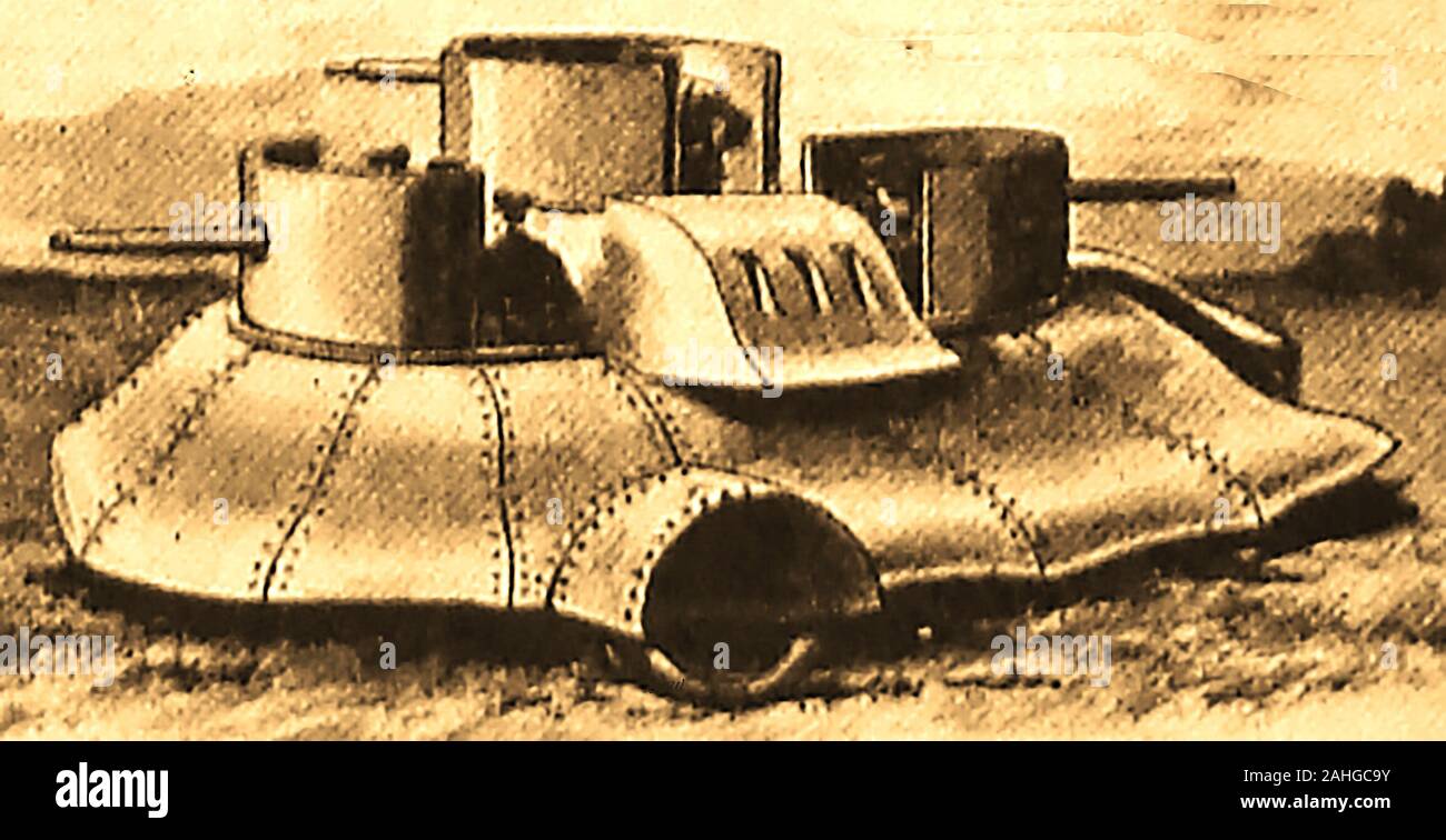 Historische frühe Schlacht wagen, Panzern und gepanzerten Autos - eine vorgeschlagene Verbesserung der Pennington Krieg Auto 1900. Stockfoto