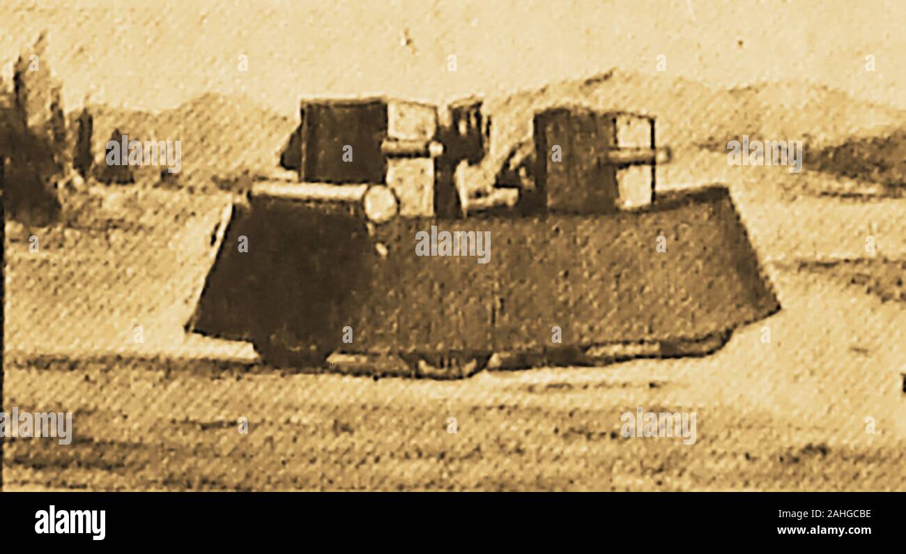 Historische frühe Schlacht wagen, Panzer und gepanzerte Fahrzeuge - der Pennington Krieg Auto 1900. Stockfoto