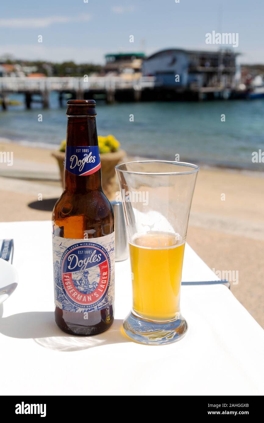 Australien Bier; Doyles Fishermans Lagerbier, Doyles am Strand Restaurant, Watsons Bay Sydney Australien Stockfoto