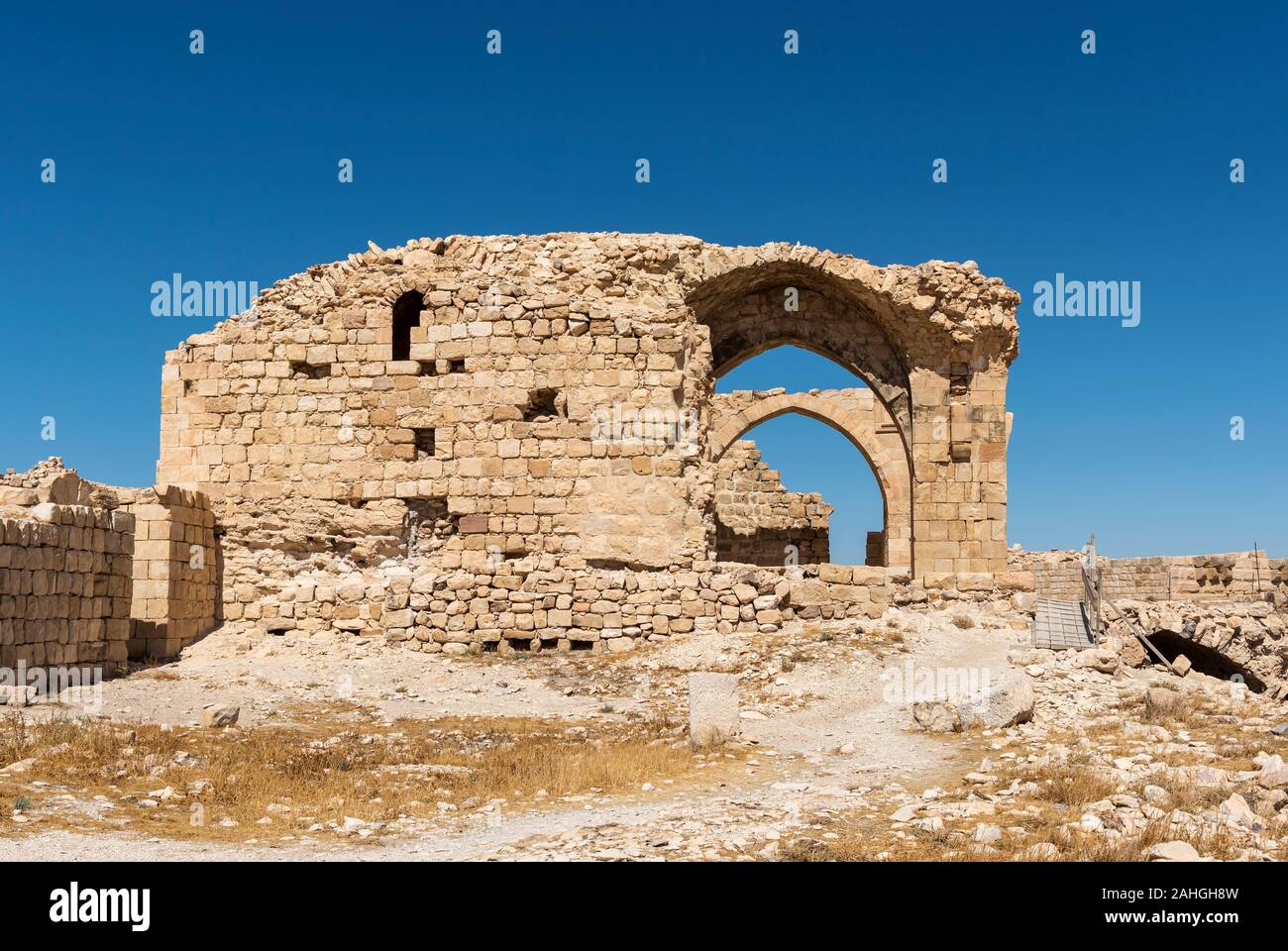 Krak de Montreal Crusader Castle, Shoubak, Jordanien Stockfoto