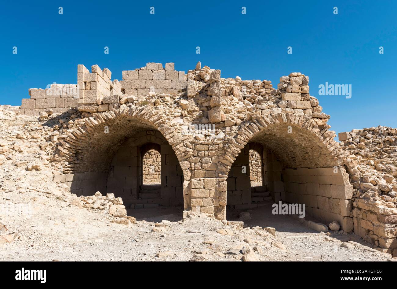 Krak de Montreal Crusader Castle, Shoubak, Jordanien Stockfoto