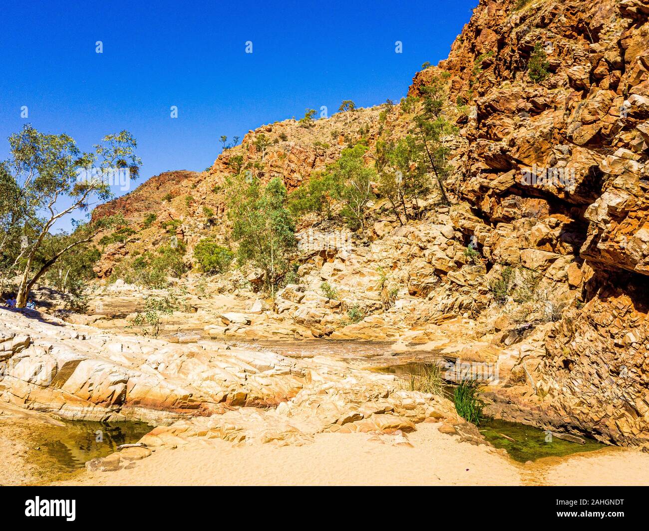 Das Wasserloch in der Redbank Gorge in den West MacDonnell Ranges, Northern Territory, Australien Stockfoto
