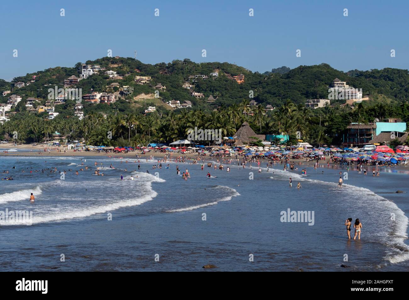 Die strandszene in Sayulita, Riviera Nayarit, Mexiko Stockfoto