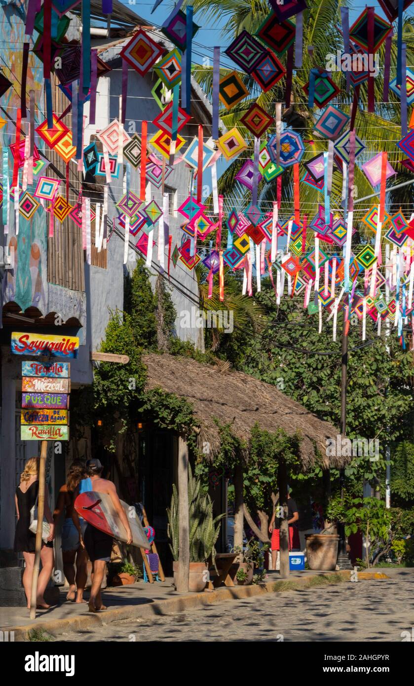 Straße Dekorationen in Sayulita, Riviera Nayarit, Mexiko Stockfoto