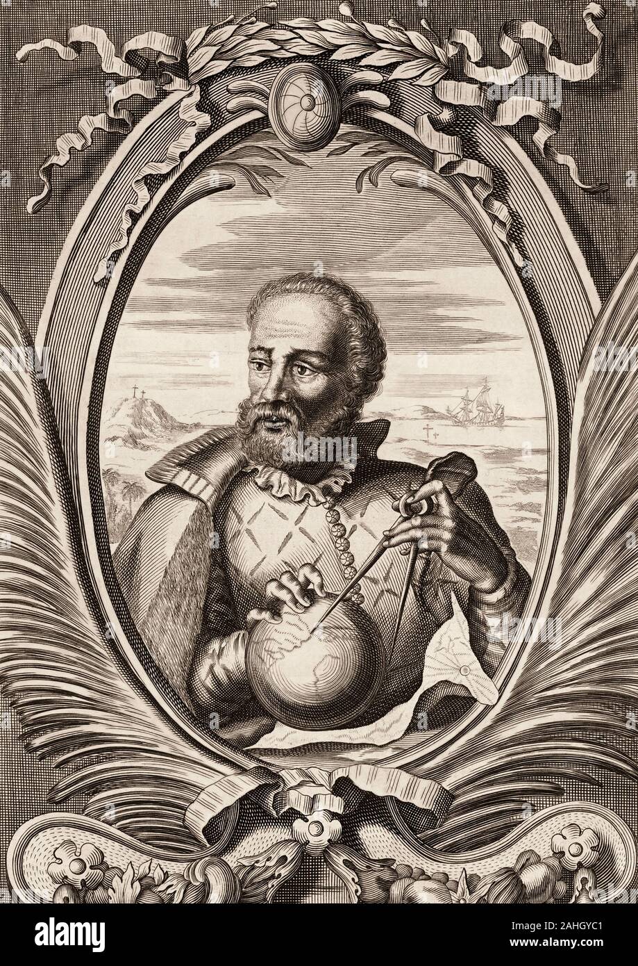 Ferdinand Magellanus (Ferdinand Magellan) Portrait 1671, restauriert
