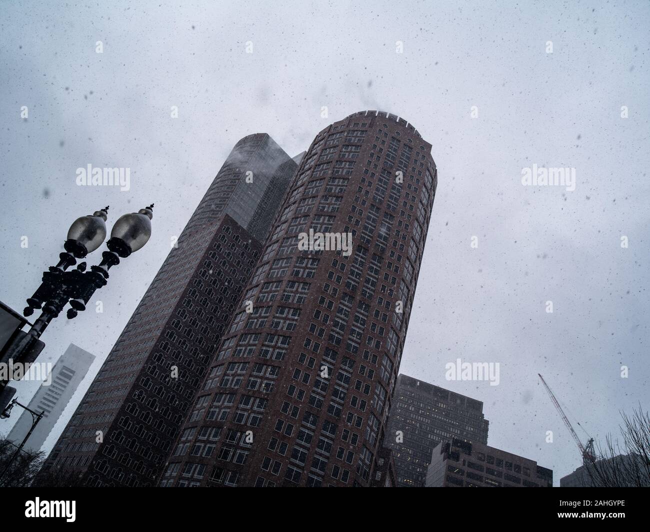 Bürotürme hoch in den Himmel in Boston. Stockfoto