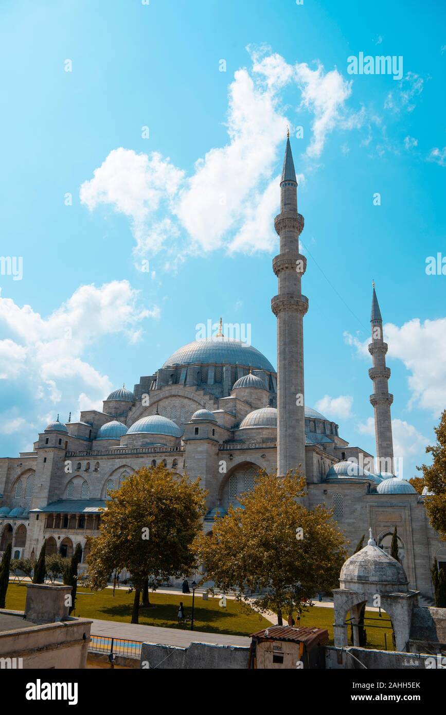 Blick auf die historische Suleiman Moschee Terrasse, Stockfoto