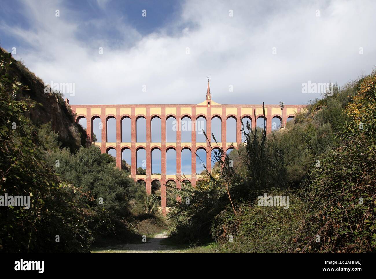 Adler Aquädukt/Acueducto del Águila bauen mit Architekten Francisco Cantarero Martín. In der Nähe von Maro und Nerja Andalusien Spanien. Zu Wasser Zuckerfabrik beliefern. Stockfoto