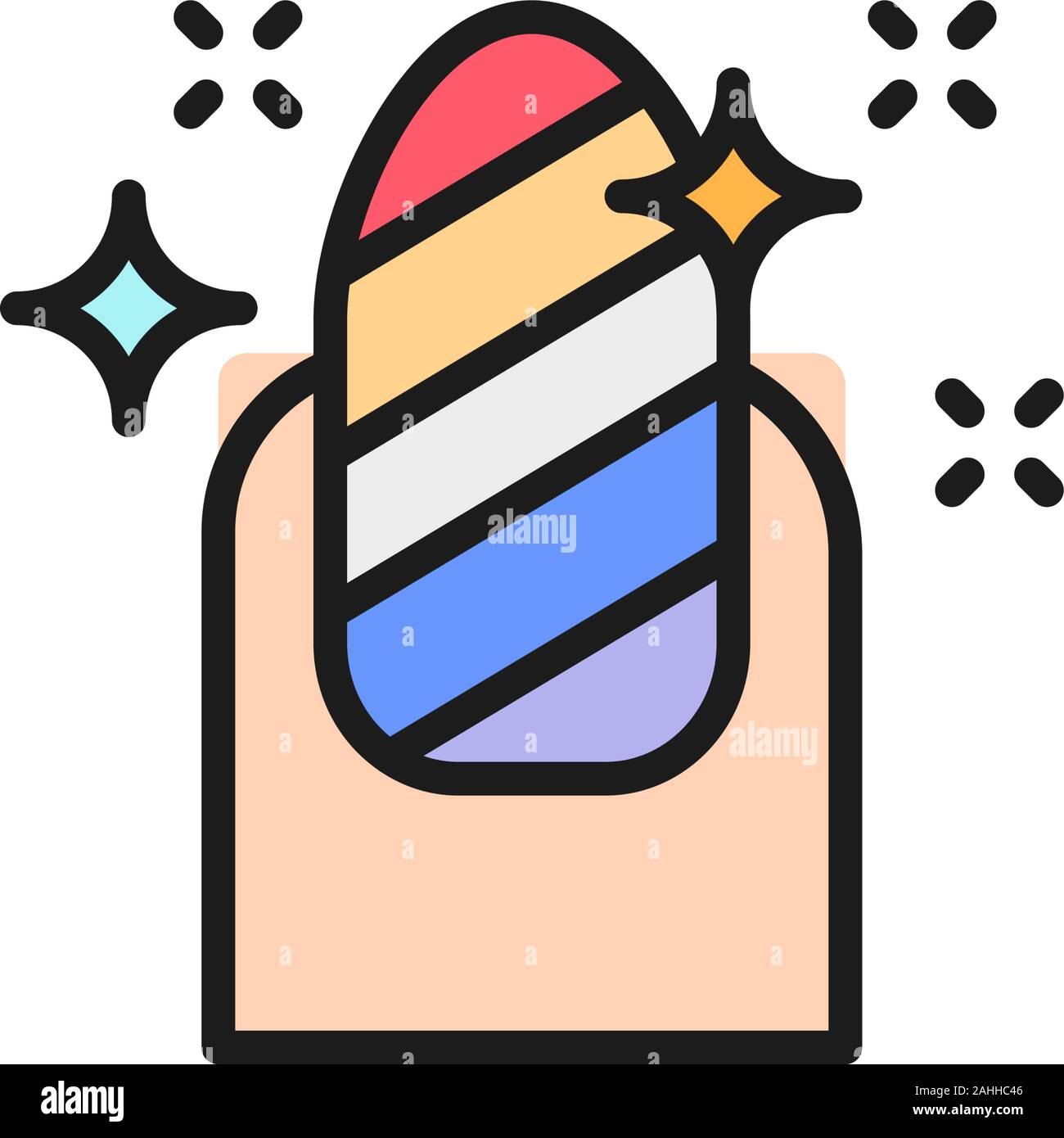 Magnetischen Nagellack, Maniküre salon Flachbild Color Line Symbol. Stock Vektor