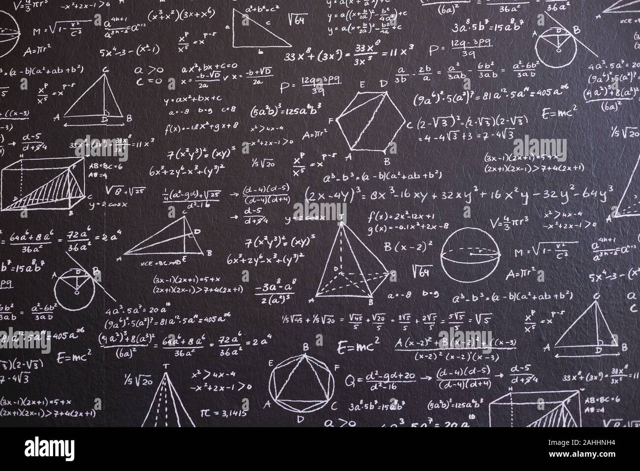 Mathe auf Schwarzes Brett mit vielen Lösung Stockfoto