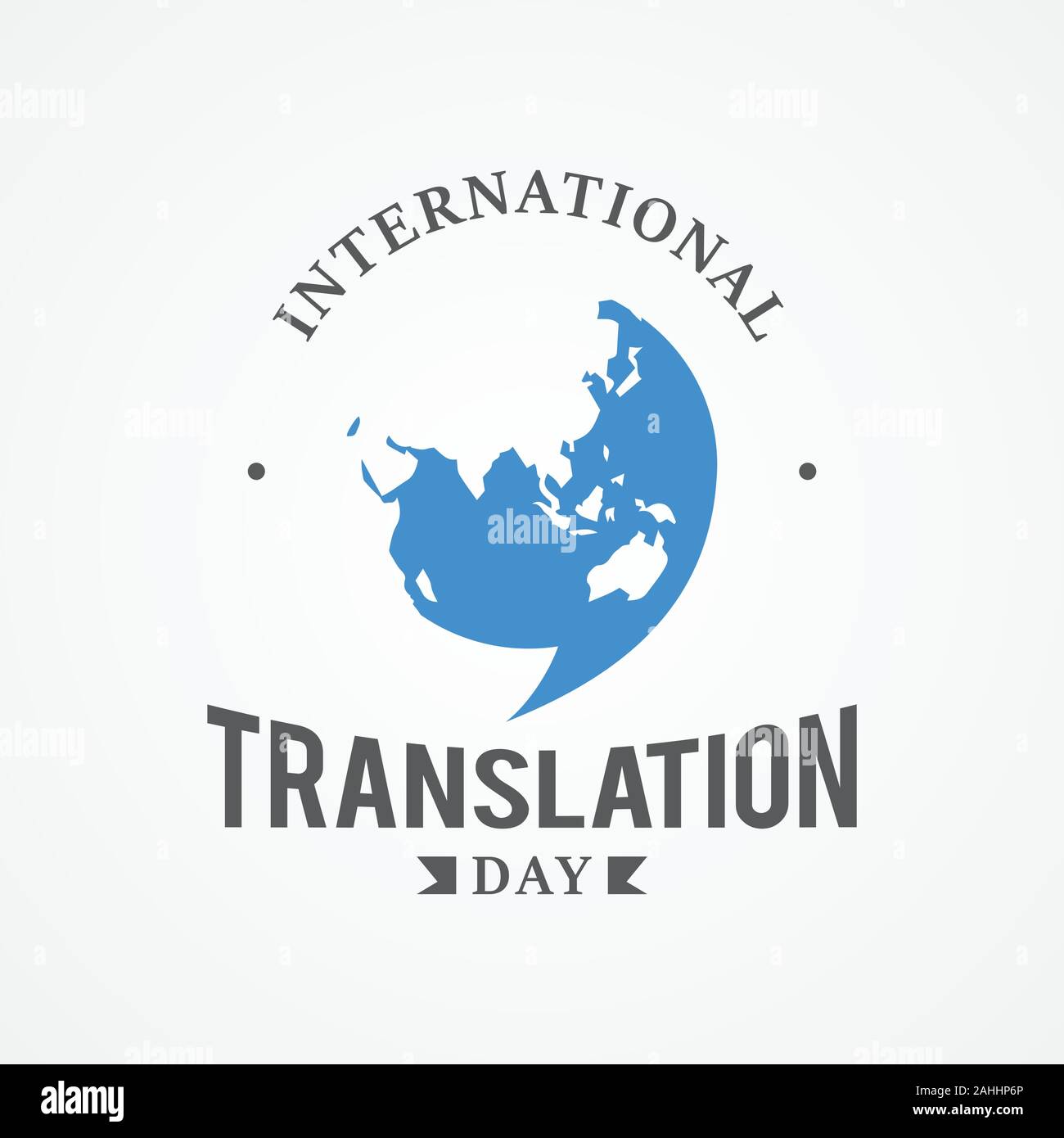 Design-Emblem International Translation Day Vektorbild. Urlaub in der Welt der internationalen Übersetzung. Vektorgrafik EPS.8 EPS.10 Stock Vektor
