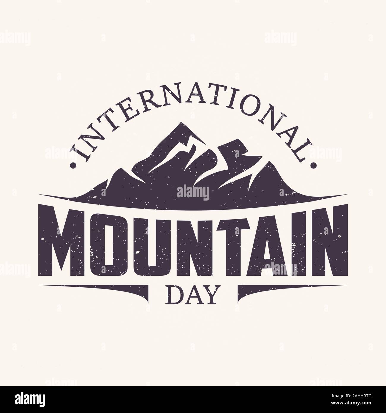 Vintage amblem Brief International Mountain Day. Geeignet für Grußkarte, Poster und Banner. Vector Illustration EPS 8 EPS. 10 Stock Vektor