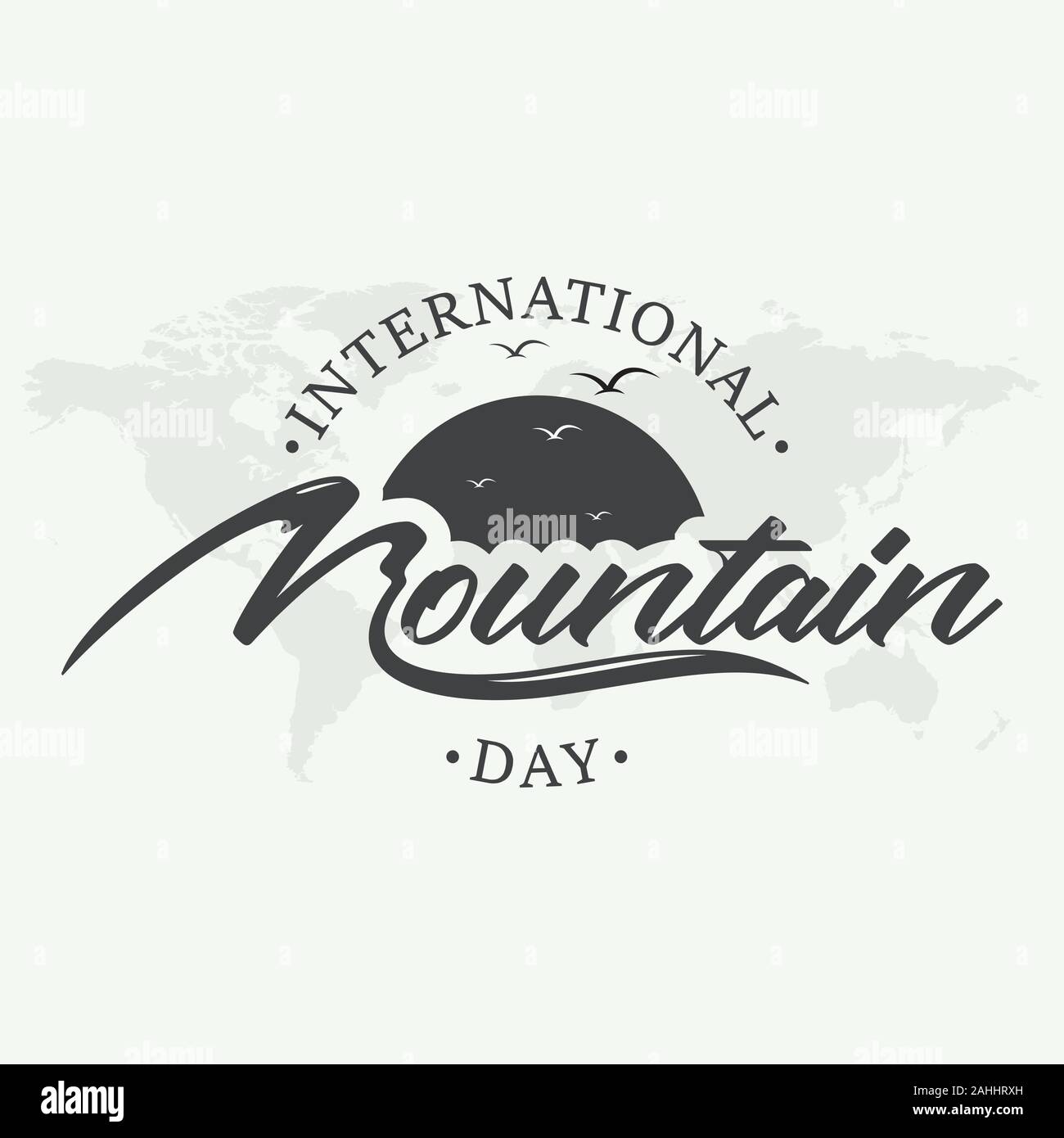 Brief International Mountain Tag kreative Emblem Design. Geeignet für Grußkarte, Poster und Banner. Vector Illustration EPS 8 EPS. 10 Stock Vektor
