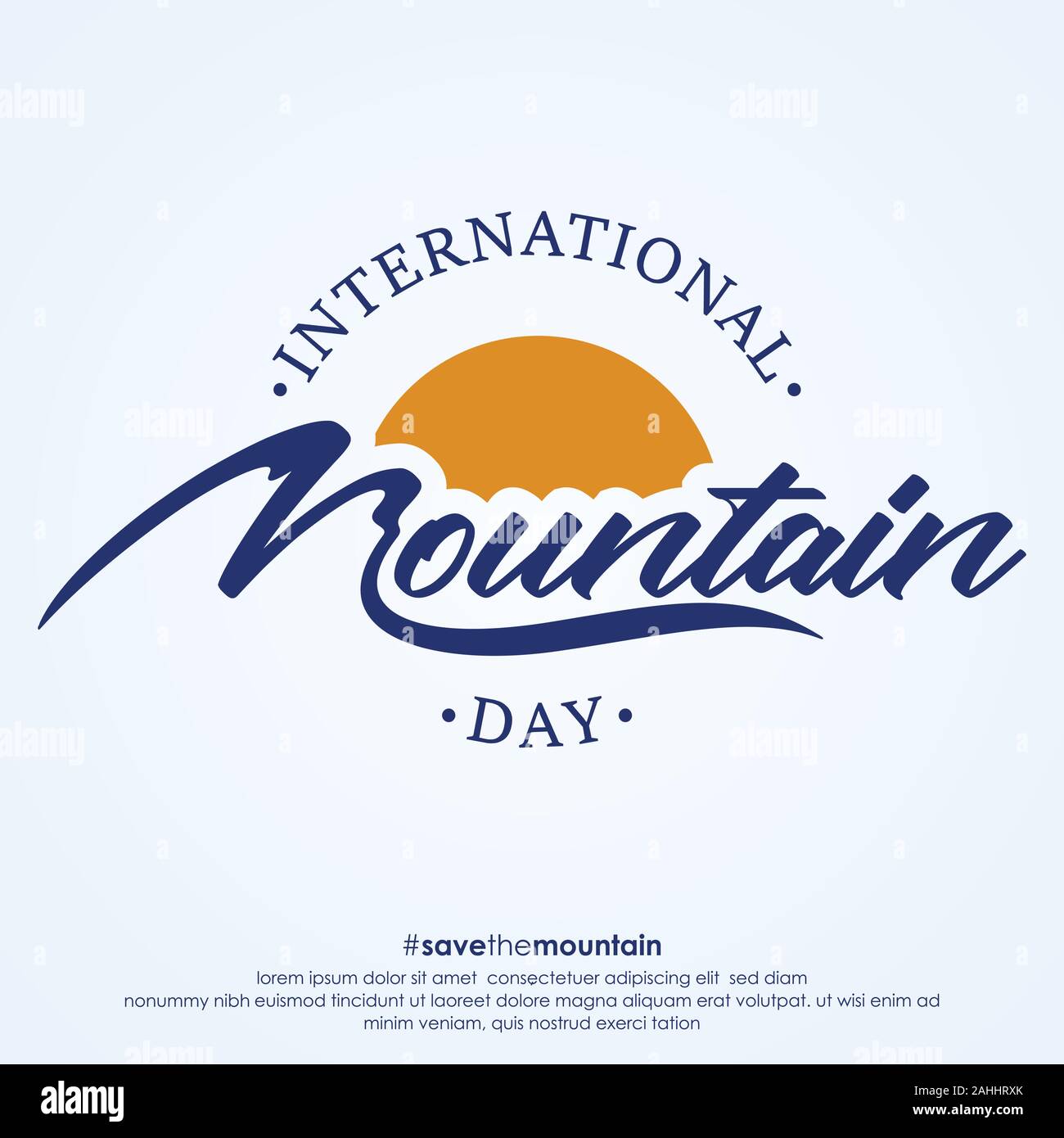 Brief International Mountain Tag kreative Banner mit blauer Farbe. Geeignet für Grußkarte, Poster und Banner. Vector Illustration EPS 8 EPS. 10 Stock Vektor