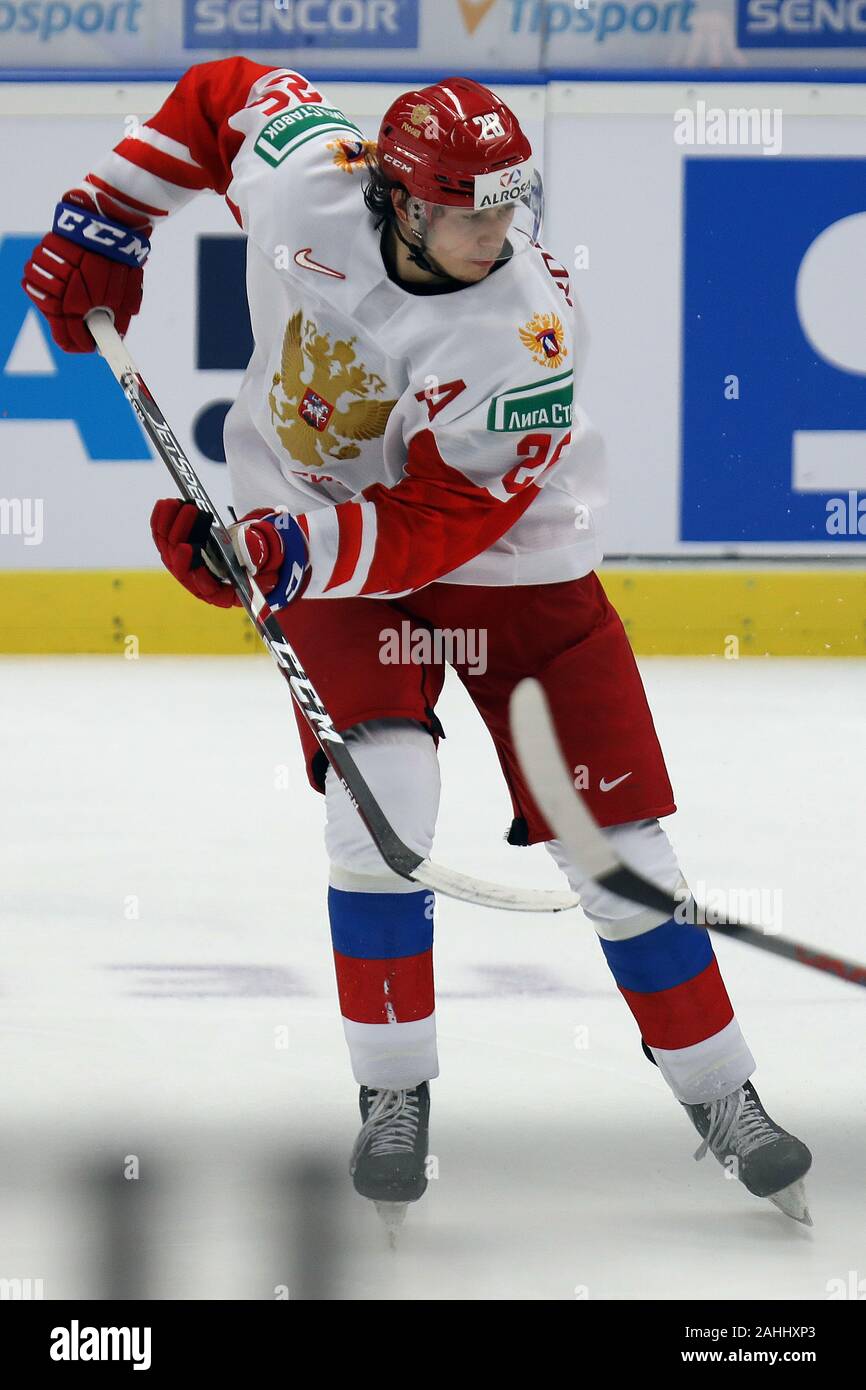 Alexander Romanov (RUS) in Aktion während der 2020 IIHF World Junior Eishockey WM Gruppe B Übereinstimmung zwischen den USA und Russland in Ostrava, Tschechische Re Stockfoto