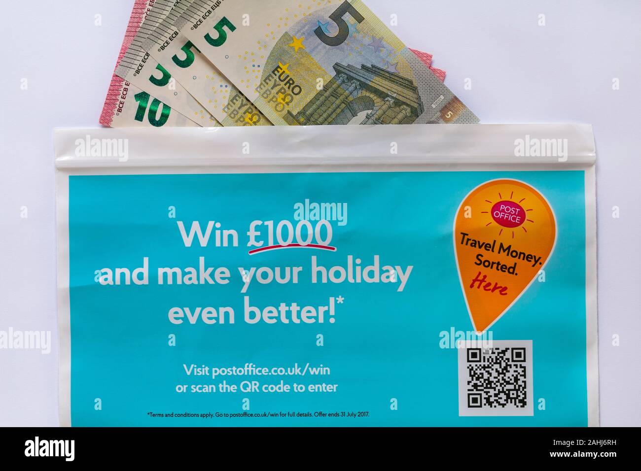 Euro reisen Geld von der Post bereit für Urlaub Stockfoto