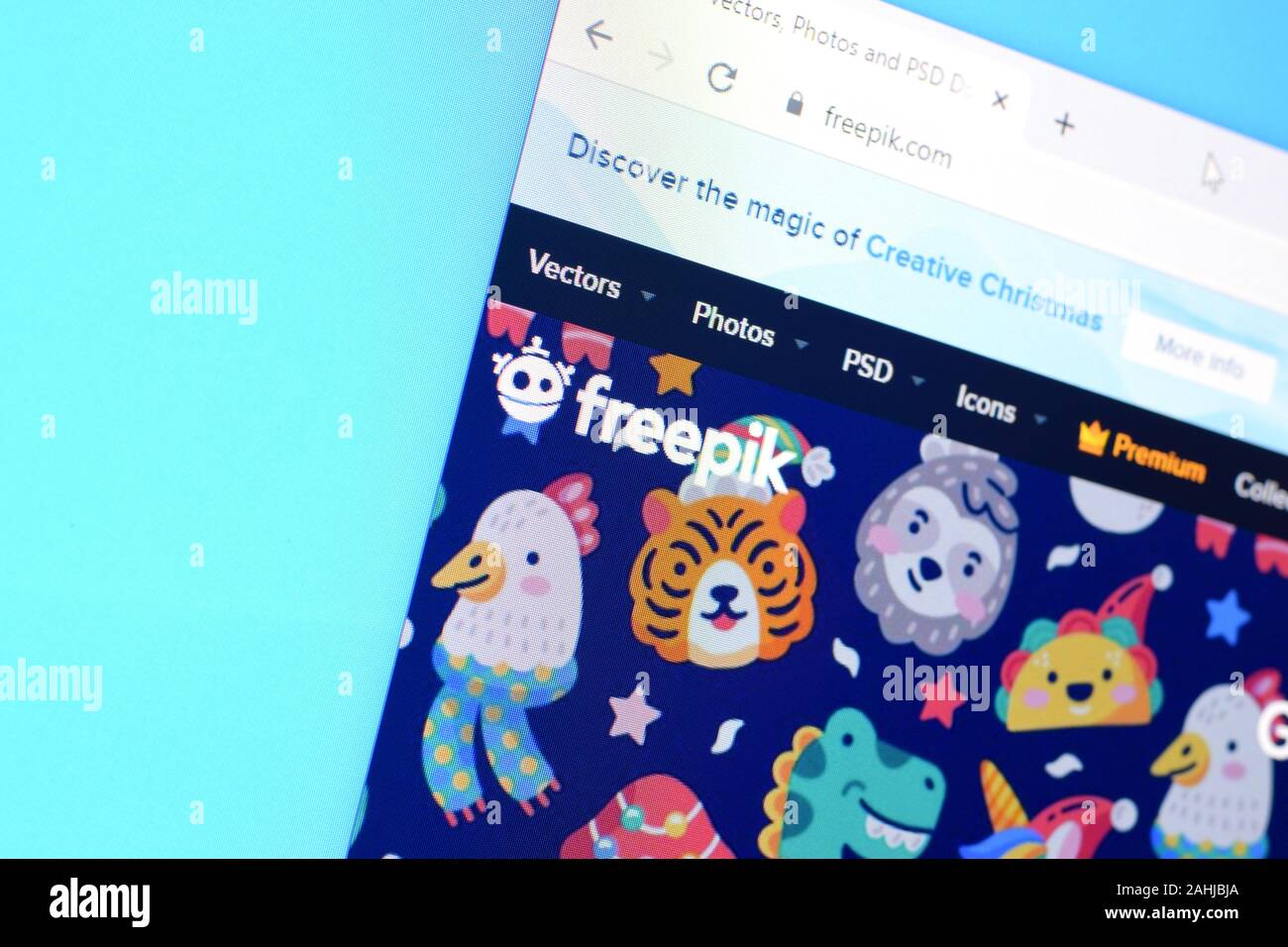 NY, USA - Dezember 16, 2019: Homepage von freepik Website auf dem Display des PC, url-freepik.com. Stockfoto