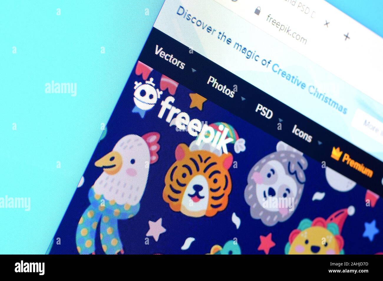 NY, USA - Dezember 16, 2019: Homepage von freepik Website auf dem Display des PC, url-freepik.com. Stockfoto