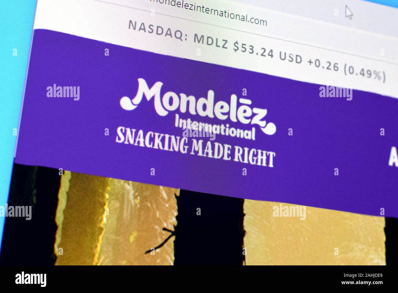 NY, USA - Dezember 16, 2019: Homepage von itera Website auf dem Display des PC, url-mondelezinternational.com. Stockfoto NY, USA - Dezember 16, 2019: Homepage von itera Website auf dem Display des PC, url-mondelezinternational.com. Stockfoto