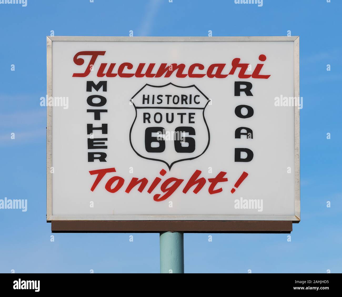 Heute Abend Tucumari vintage Leuchtreklame auf der Route 66, Blvd in Santa Fe, New Mexico Stockfoto