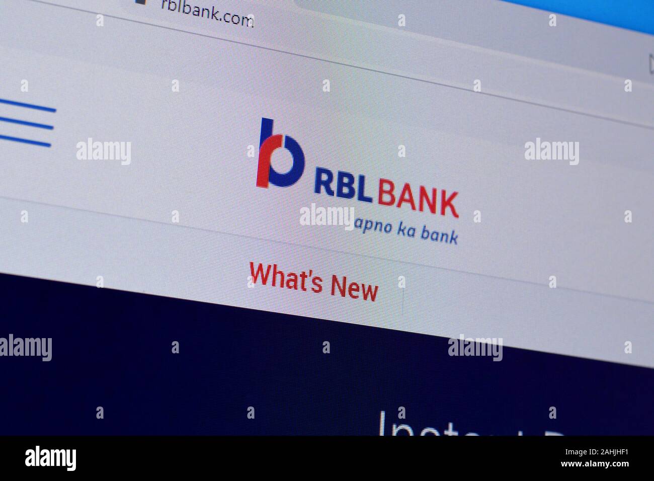 NY, USA - Dezember 16, 2019: Homepage der RBL-Bank Website auf dem Display des PC, url-rblbank.com. Stockfoto