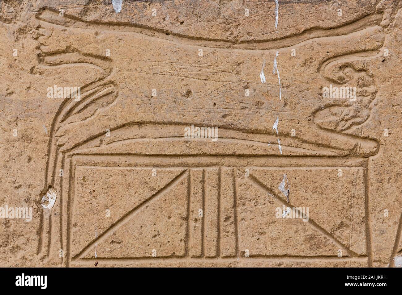 Ägypten, Tempel von Beit el Wali, auf kalabsha Island, Lake Nasser. Es ist eine frühe Bau von Ramses II. Feline Skins, Boten zum König. Stockfoto