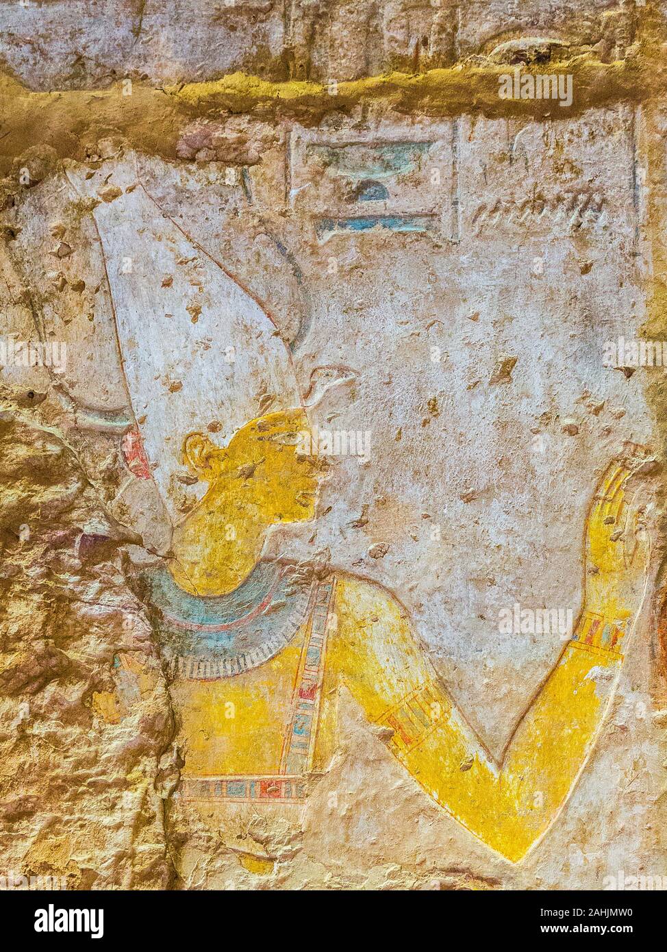 Ägypten, Tempel von Beit el Wali, auf kalabsha Island, Lake Nasser. Es ist eine frühe Bau von Ramses II., der von der UNESCO gespeichert. Die Göttin Satet. Stockfoto