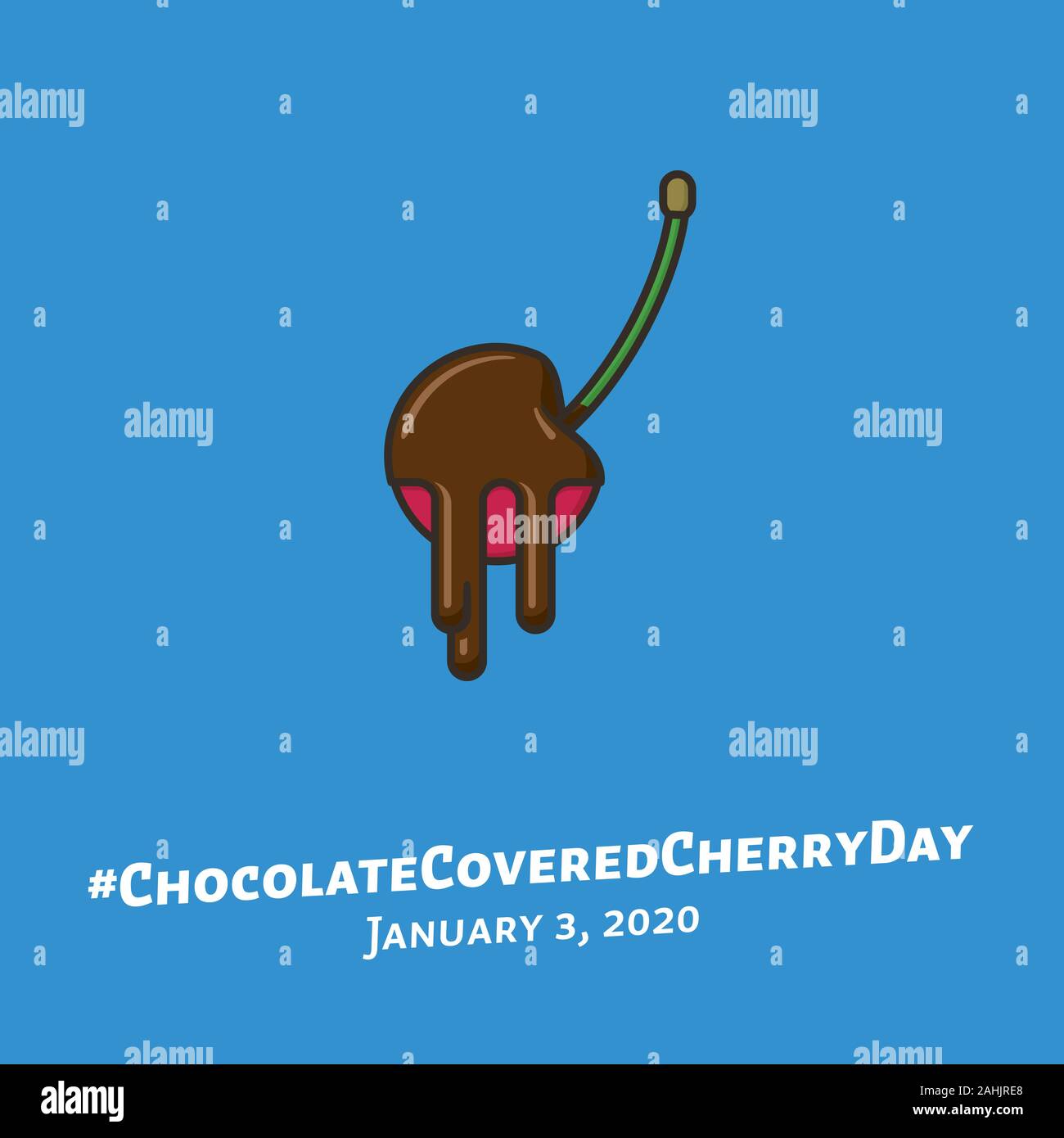 Schokolade kirsche frucht Vector Illustration für #ChocolateCoveredCherryDay am 3. Januar. Essen und Genuss symbol Farbe. Stock Vektor